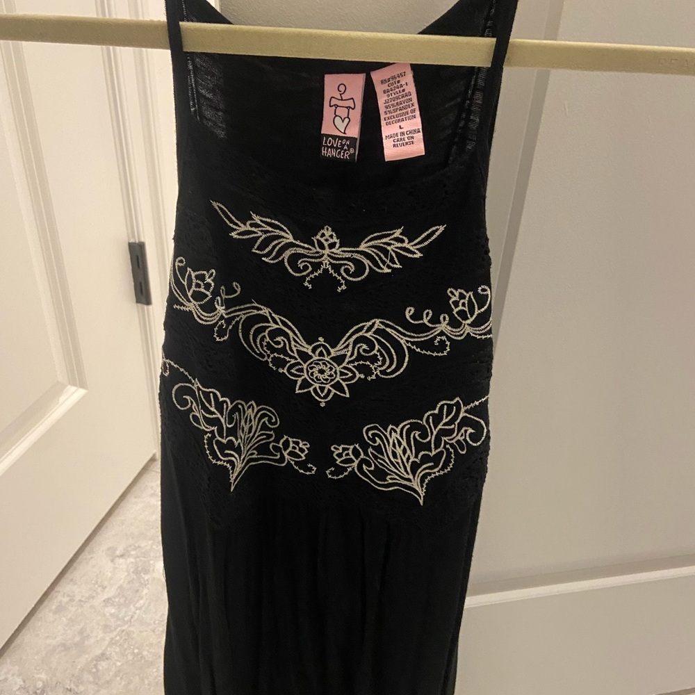 Black Top with White Embroidery